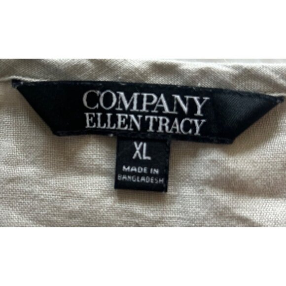 Ellen Tracy Womens Beige Linen Lace-Up Blouse Top With Pockets Size XL Lagenlook - Picture 3 of 6